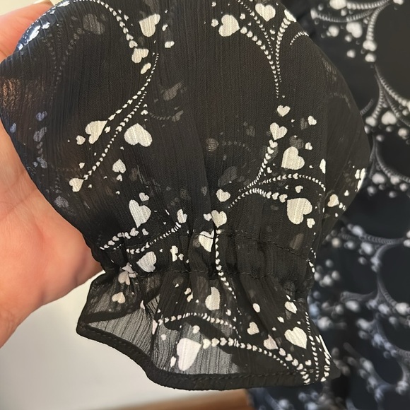 Loft black white long sleeve ruffle blouse Size L New - Picture 5 of 10